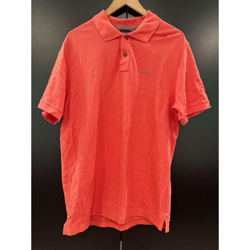 Patagonia Mens Organic Cotton Pique Short‎ Sleeve Polo Shirt Coral Orange Size M